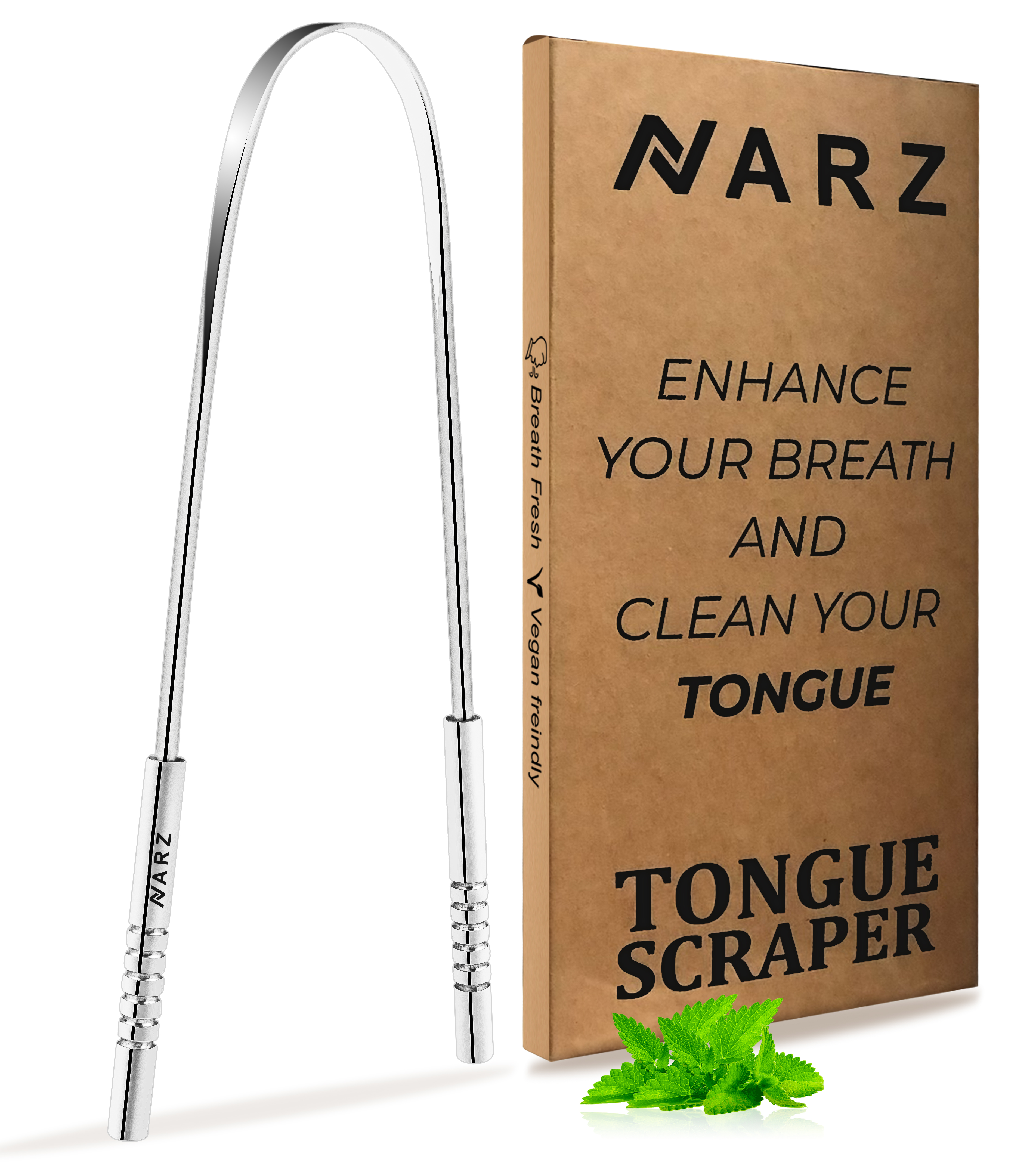 NARZ Tongue Cleaner For Fresh Breath & Oral Hygiene Tongue Scraper Premium Stainless Steel Tongue Brush For Men & Women
