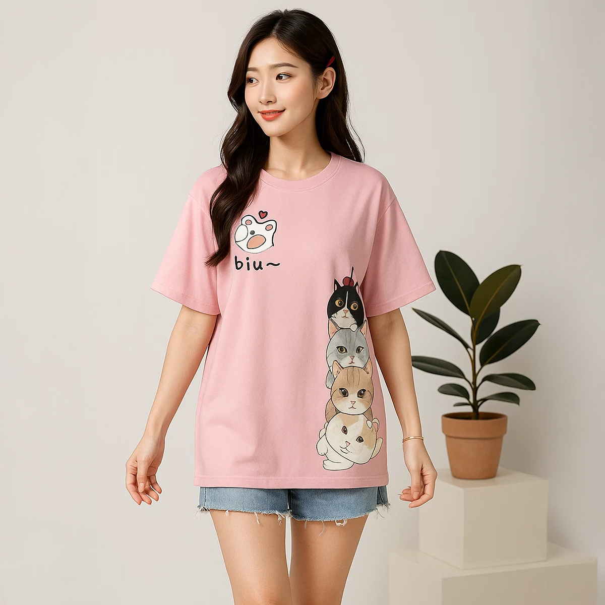 Half Sleeve T-Shirt DTF Printed For Woman's
