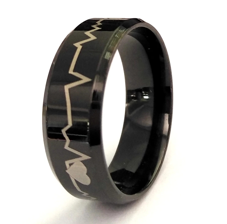 Heart Beat Rings For Men and Women Electrocardiogram Stainless Steel Ring ECG Fashion Unique Rings Lovers Ring Wholesale