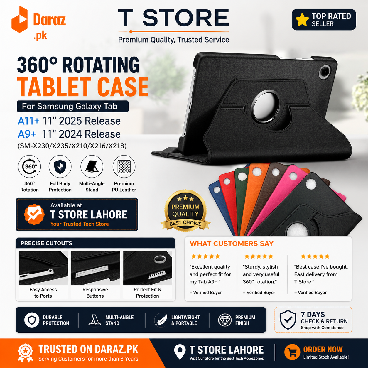 Cover For Galaxy Tab A9 Plus / Galaxy Tablet A11 Plus 11 Inch Case – Rotating Protective Cover