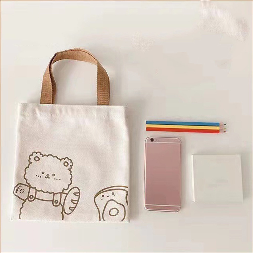 Handbag Canvas handbag Trendy 25*25cm Bear design Cute bear bag