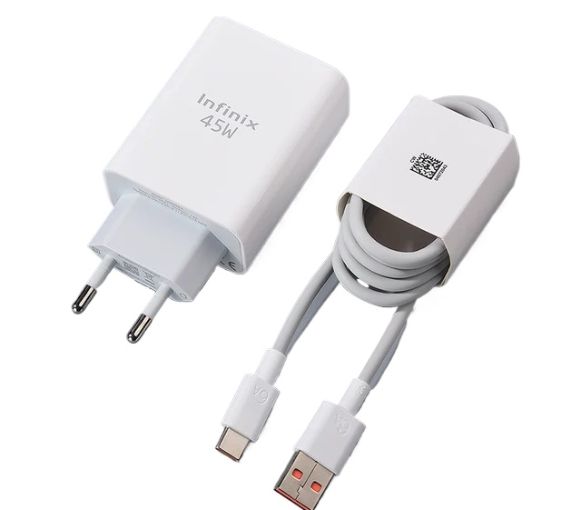 Infinix 45Watt Original Charger with Type-C Cable– 100% Original box pull out Compatible with Infinix Note 30, Note 40, Zero 30, GT 10 Pro & All Type-C Devices