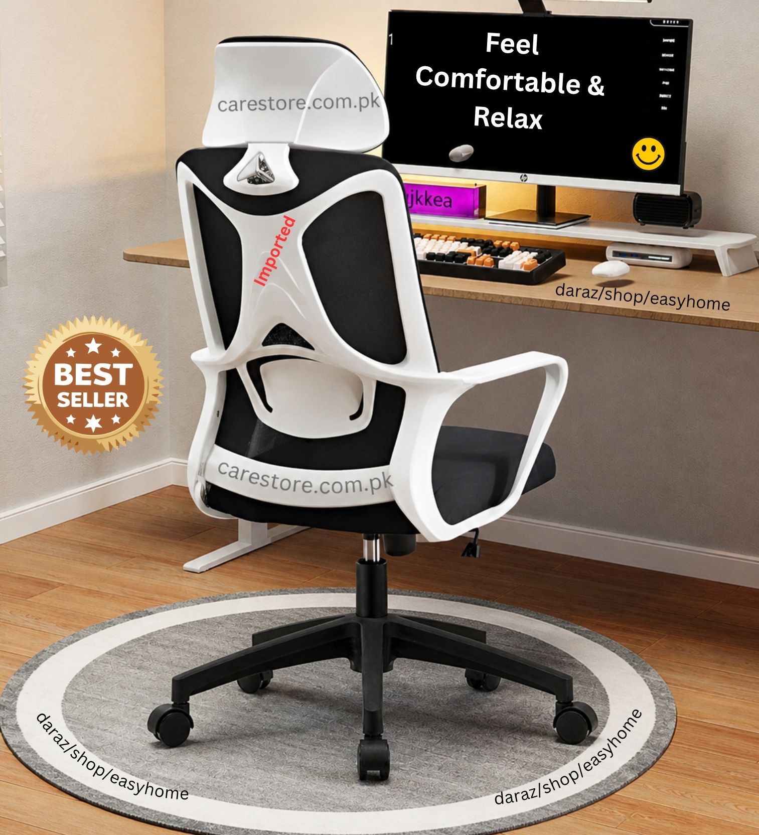 Office Chair Adjustable Computer Swivel Modern Ergonomic home Chair Fabric Mesh Chair with Back Support Arms and Wheels for Home Work and Students Study Black