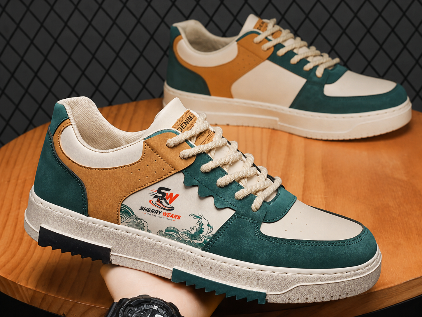 Sherry Wears Stylish Sneakers Shoes for Men Women Boys Girls  Casual Fashion Joggers  Trendy Lace-Up Sneakers  Comfortable Walking Shoes  Green White & Blue White Combination  EU Size 6-11