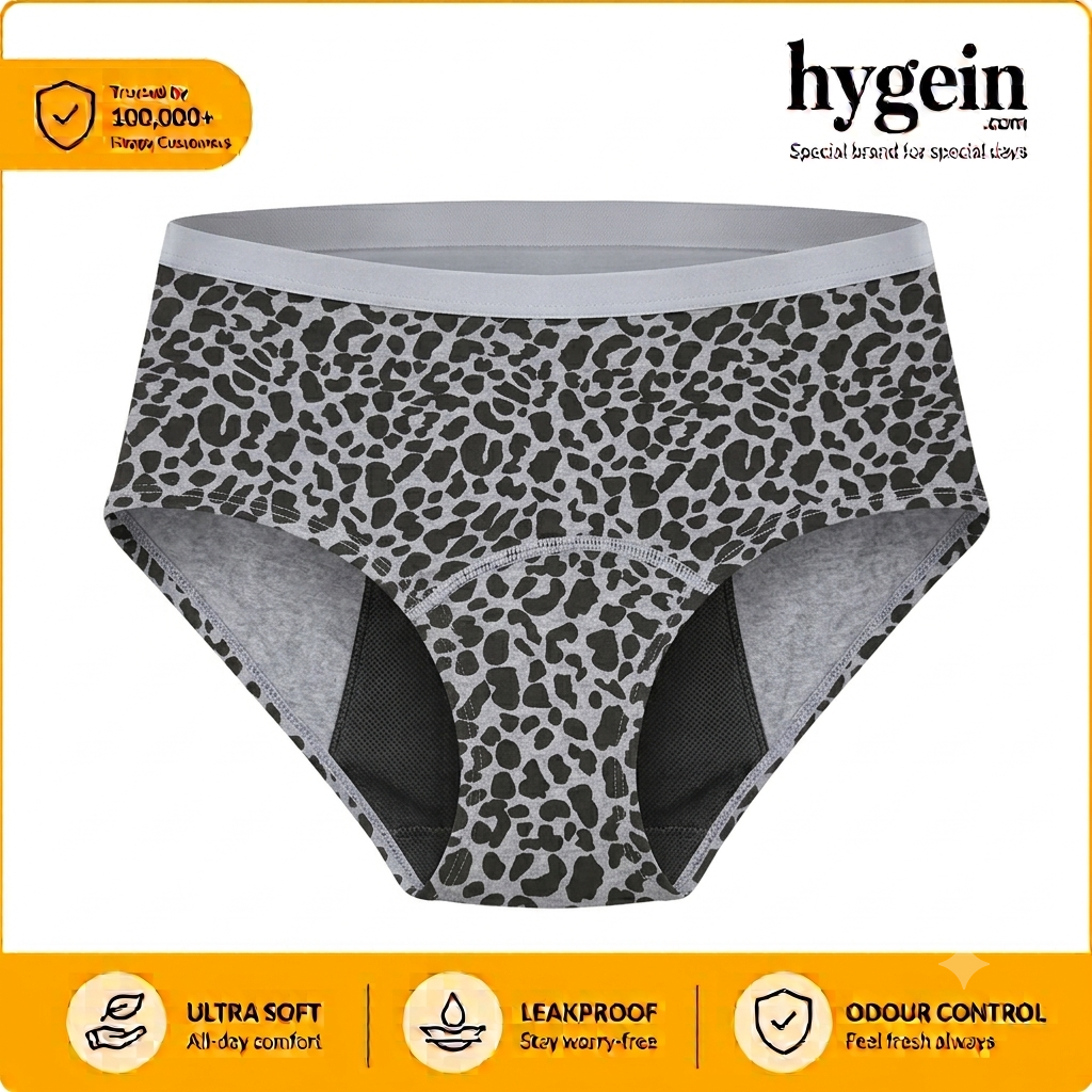 Hygein High Waist Reusable Period Underwear Brief Panties 4 Layers Leak Proof Highly Absorbency