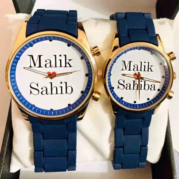 PACK OF 2 Customize Photo/Name Couple Watches - Stylish Luxury Matching Watch Set for Him & Her