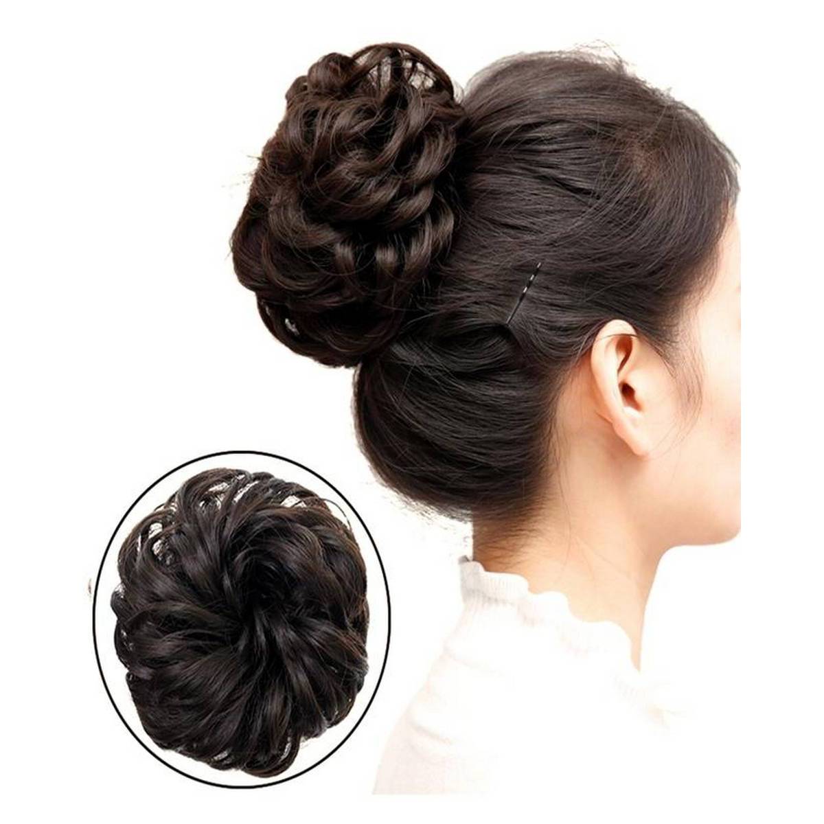 Synthetic Hair Chignons Elastic Scrunchie Extensions Hair Ponytail natural black Hairpieces Hair Buns