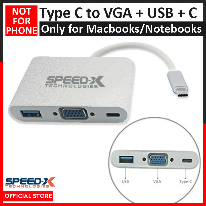 Speed X Type C to VGA + USB + Type C Female Converter / Adapter (For