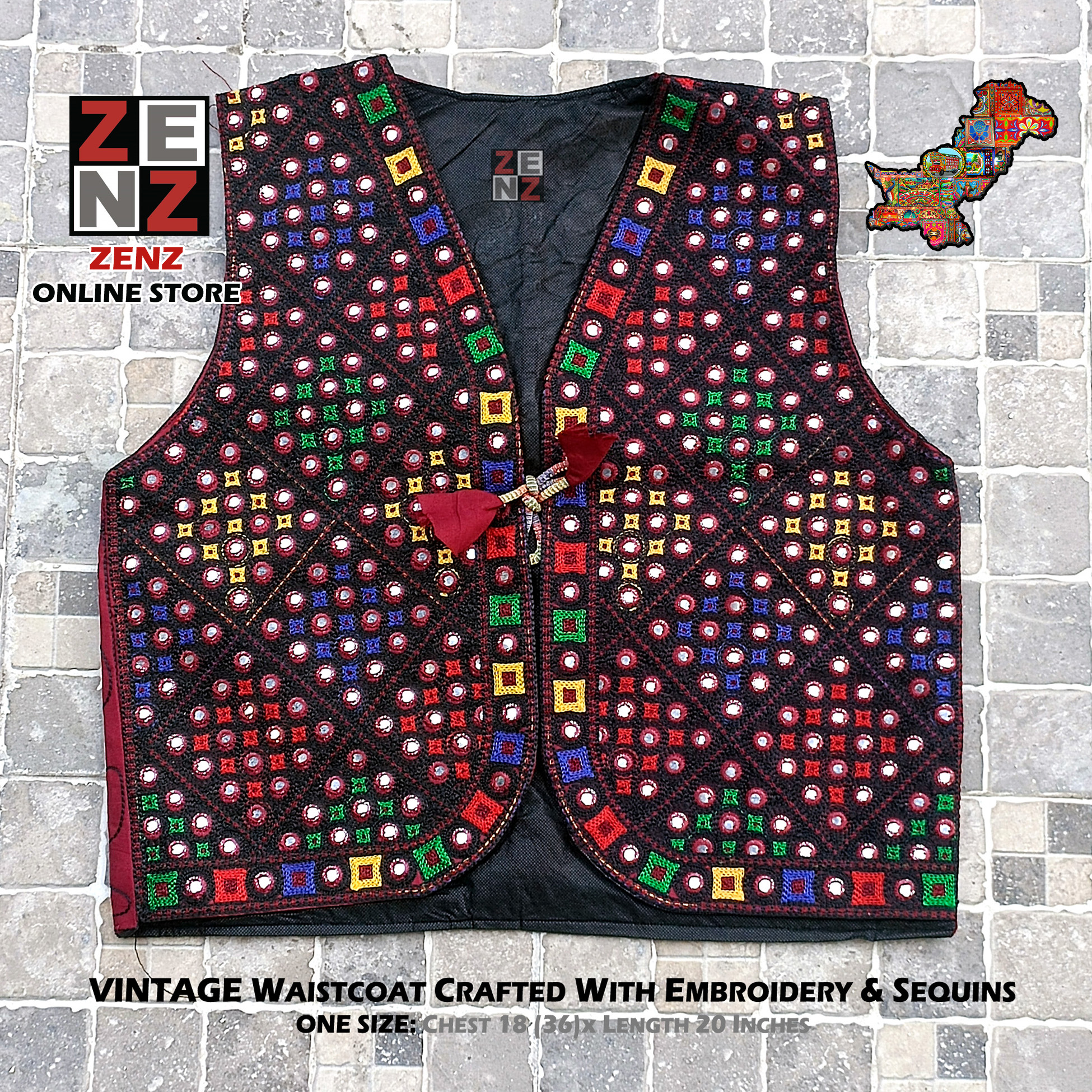 Pakistani Sindhi Traditional Cultural Party Wear Waistcoat Koti