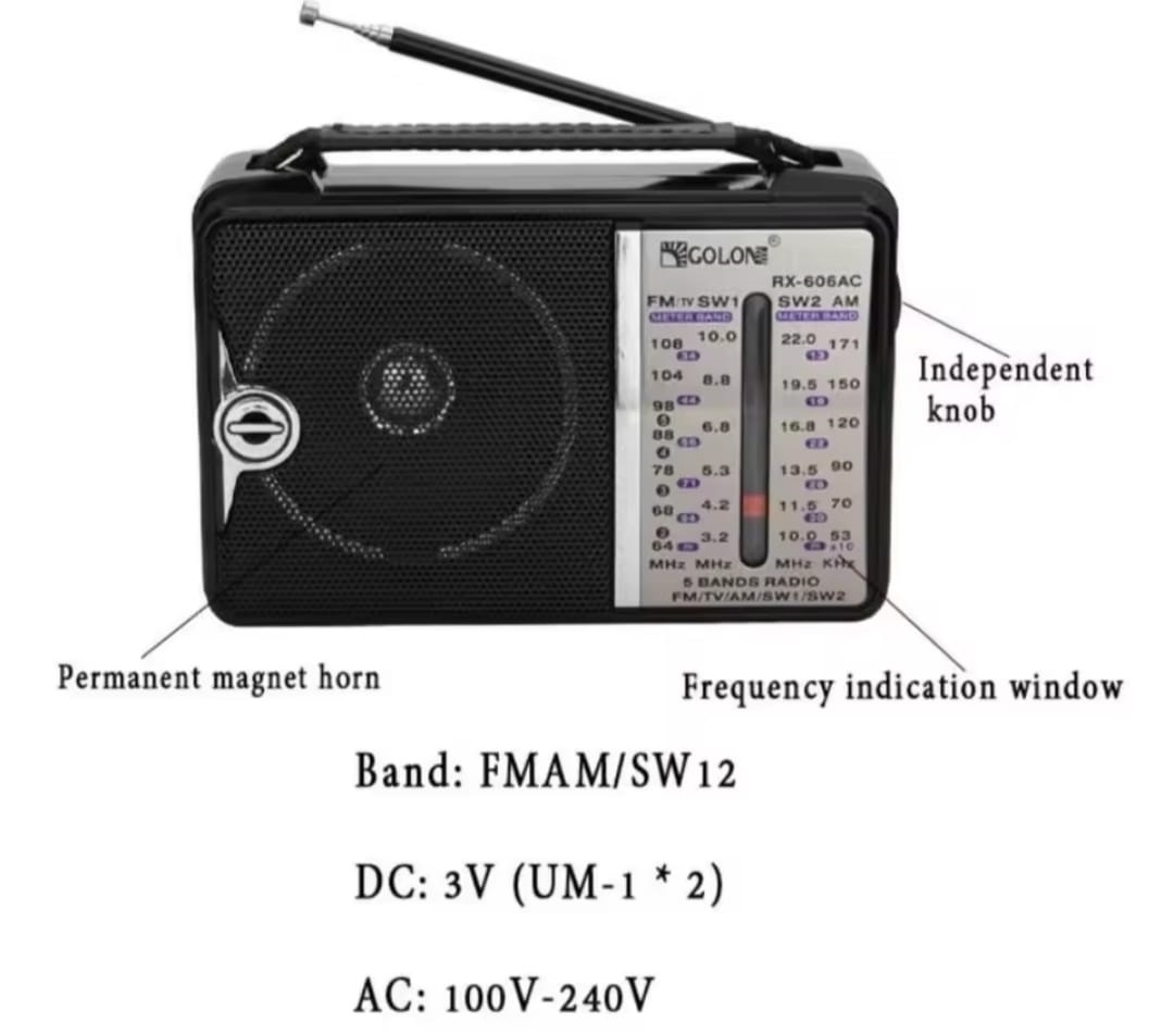 Portable FM/TV/AM/SW1/SW2 4 BAND High Sensitivity Radio