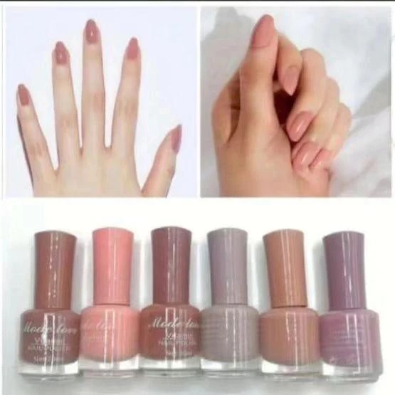 Nude Best Quality Nail Paints Permanent Nail Polish Light Colors Pack of 6/12