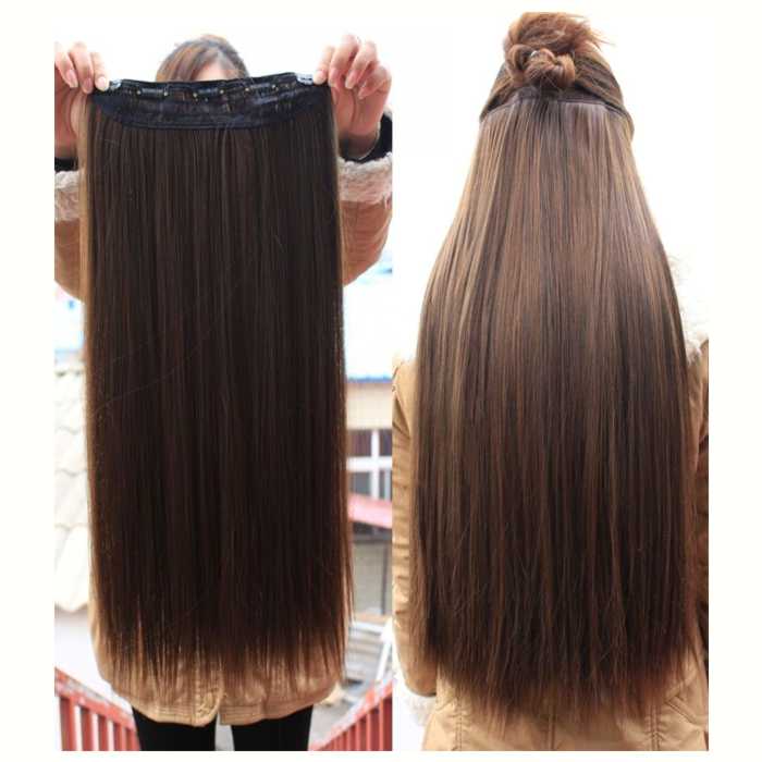 Dark Brown Wig Extension Hair Styling Very Long Hair Extension for Women With 5 Clips Strongly Attached No Hair Fall Washable Reuseable - Brown Makes hair look gorgeous Easy to use Makes hair look trendy