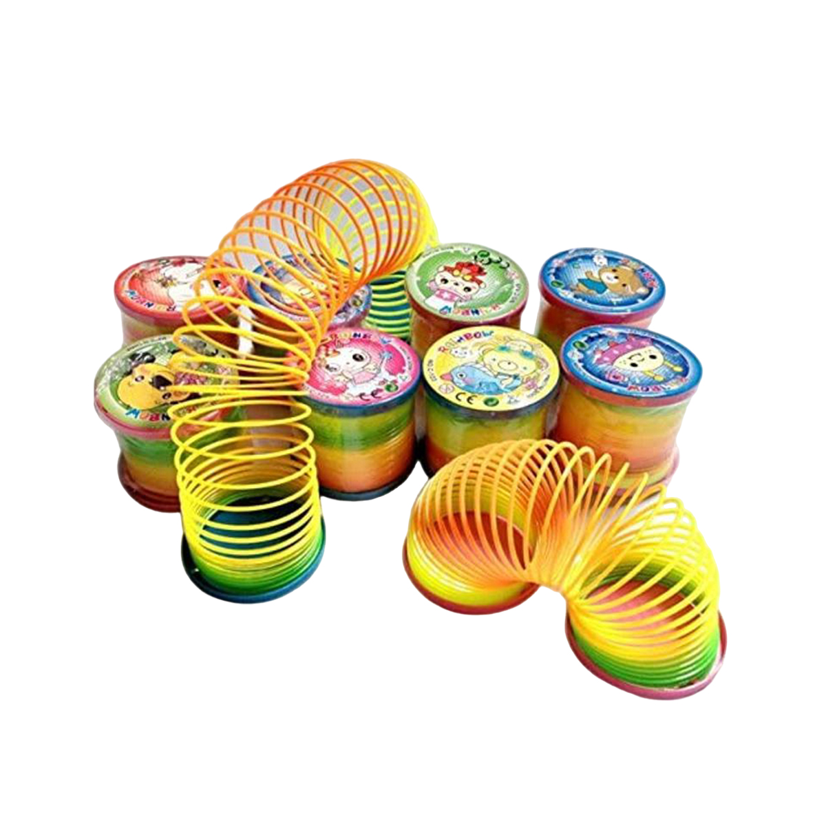 Pack Of 2 Magic Slinky Rainbow Springs Bounce - Rainbow Coil Spring Toy, Classic Novelty and Colorful Neon Plastic Toy | Party Supplies for Boys & Girls