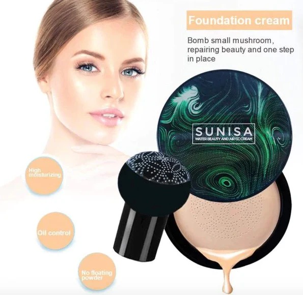 Sunisa Foundation Base Water proof mushroom Head Air cushionBB CC Cream moisturizing liquid foundation with sponge with free gift
