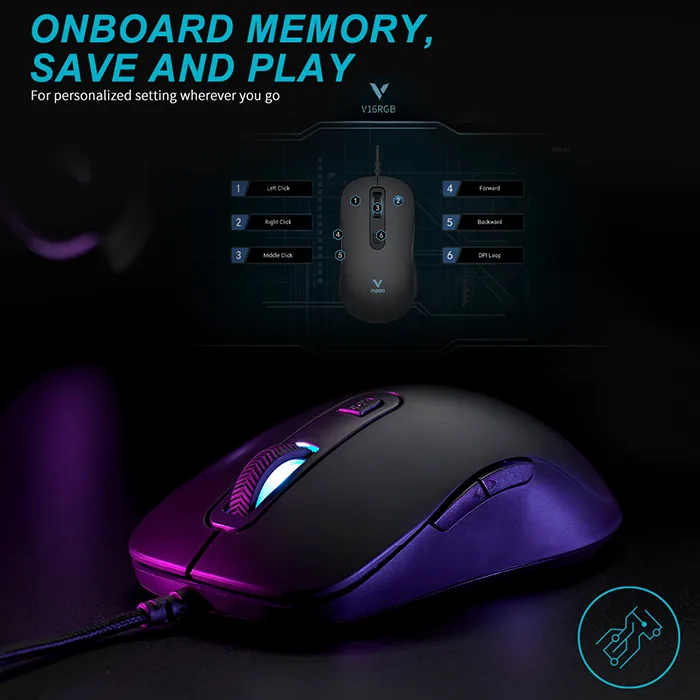 RAPOO V16RGB Optical Wired Gaming Mouse 12800 Dpi Ergonomic Design Onboard Memory 6 Programmable Buttons 15 148cb5b4c14c751959d7bf5b60187899