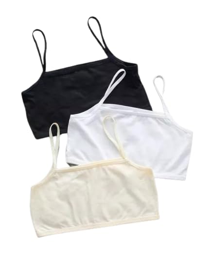 Crop top/Inner Slip - Black, White, Skin (Pack of 3) Elevate comfort and style with our Girls Beginners Sports Bra/Crop top/Inner Slip combo pack