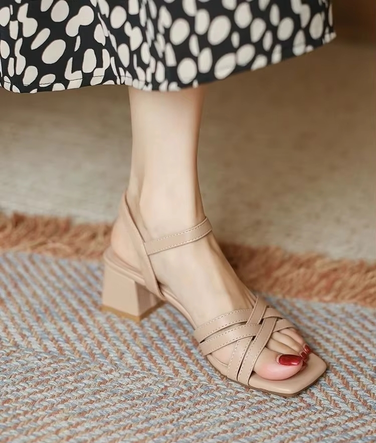 Open Toe Mid-Heel Sandals 2024 | Elegant and Comfortable Thick-Heeled Sandals for Women and Girls