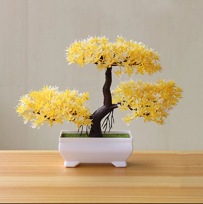 Yellow Artificial Bonsai Decorative  Flowers Plants best for Home and office Decor