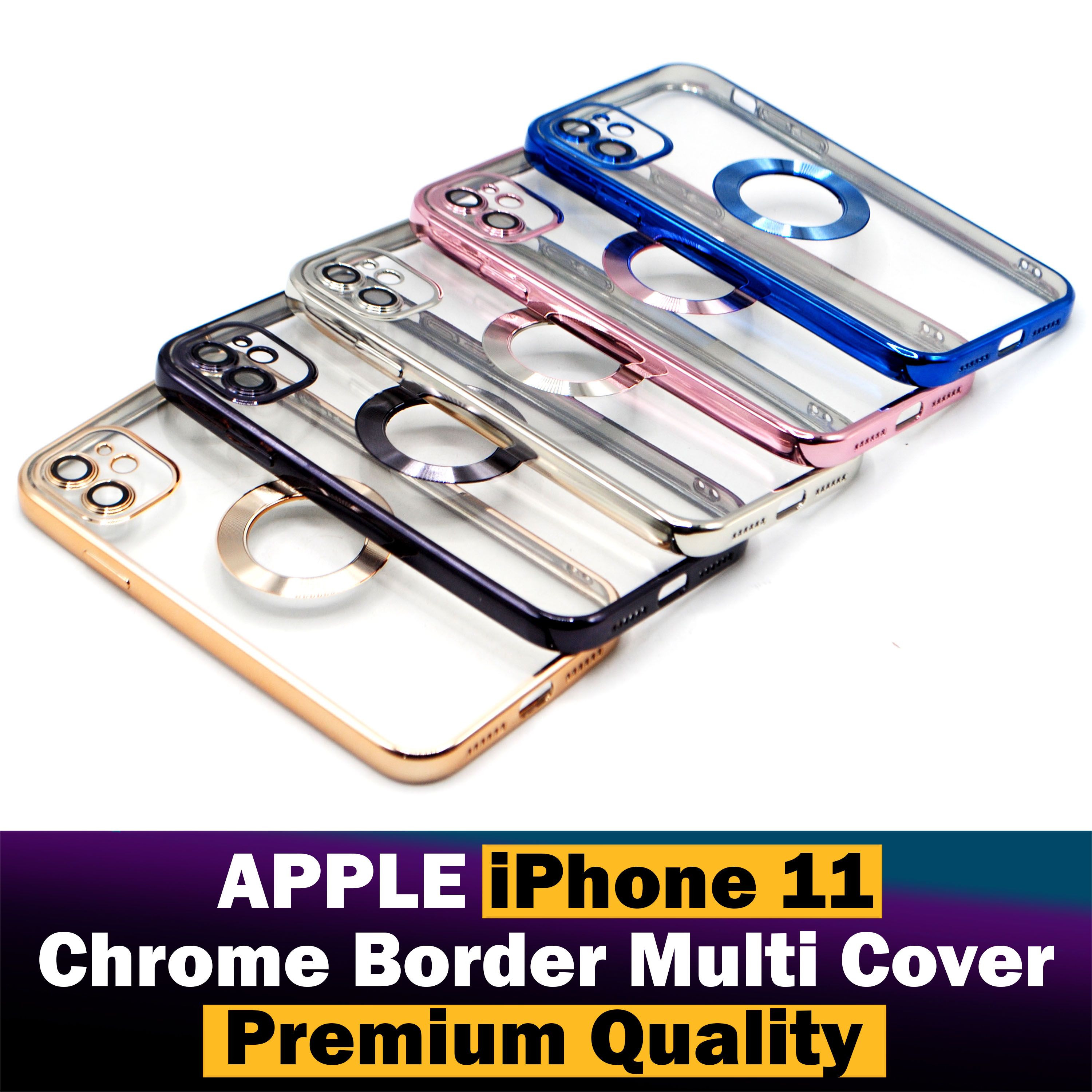 Apple iPhone 11 Back Cover Soft Multi Chrome Border Camera