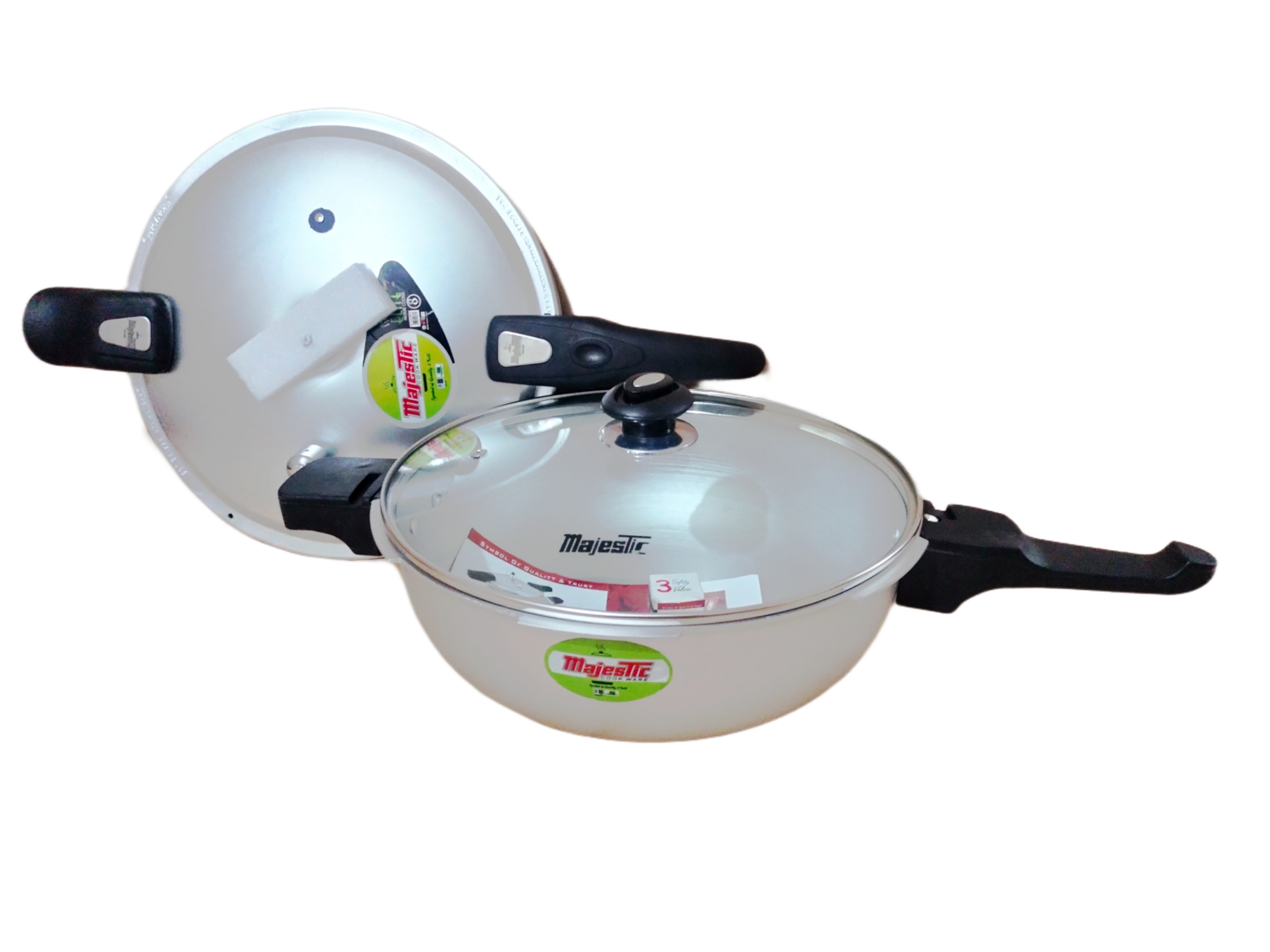 Majestic Wok/Karahi Pressure Cooker with Glass Lid Best Quality 8L - Main Image