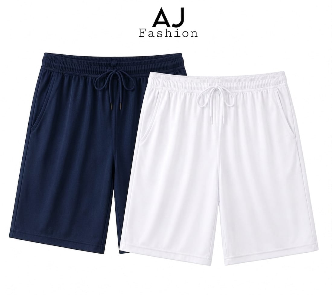 AJ Fashion | Pack Of 2 Man Sweat Shorts | Cotton Jersey | Premium Quality | Casual Wear | Comfortable | With Side Pockets | Relaxed Fit | For Man And Boys