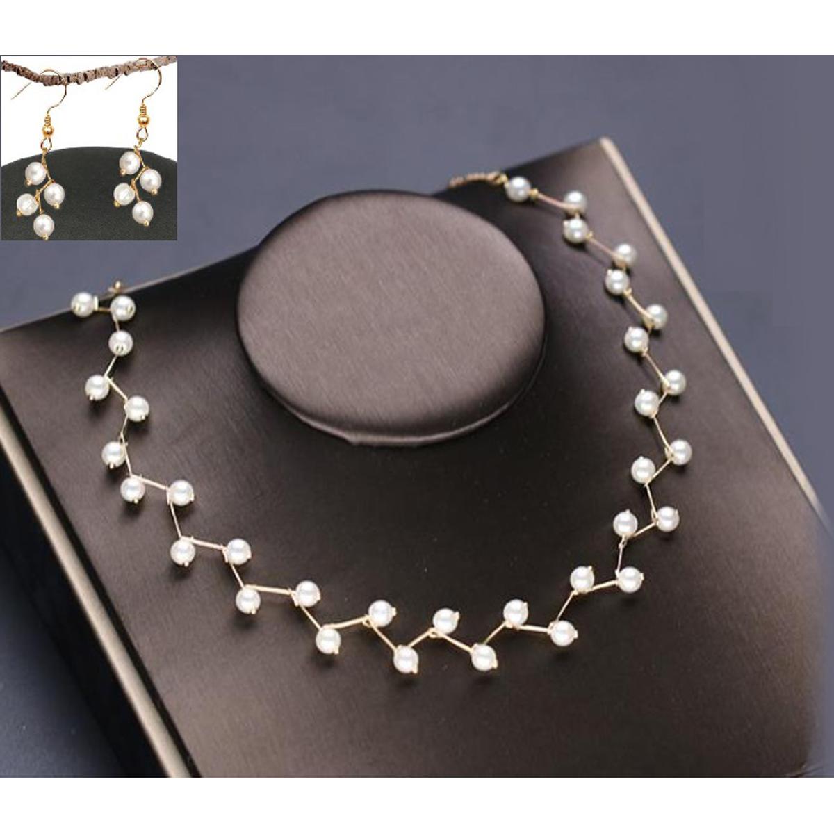 Pack of 03 - badge white pearl jewellery set
