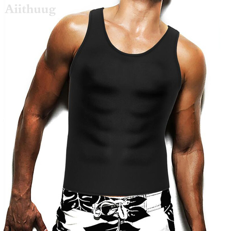 Aiithuug Men's Premium Slimming Shapewear Sauna Tank Top Vest Sweat Shirt  Neoprene Top Training Body Shaper Sweat Sauna Suit