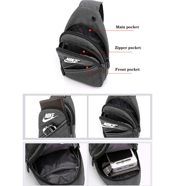 Casual Nylon Crossbody Sling Bag for Men with Multi-Pocket Design - Durable Travel Messenger Bag for iPhone