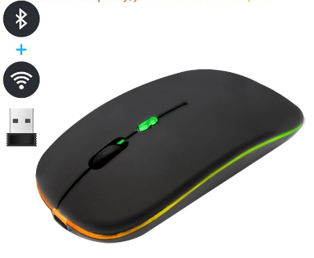 RGB Wireless Mouse | Bluetooth .4G Dual Mode Rechargeable Mouse with LED Lights