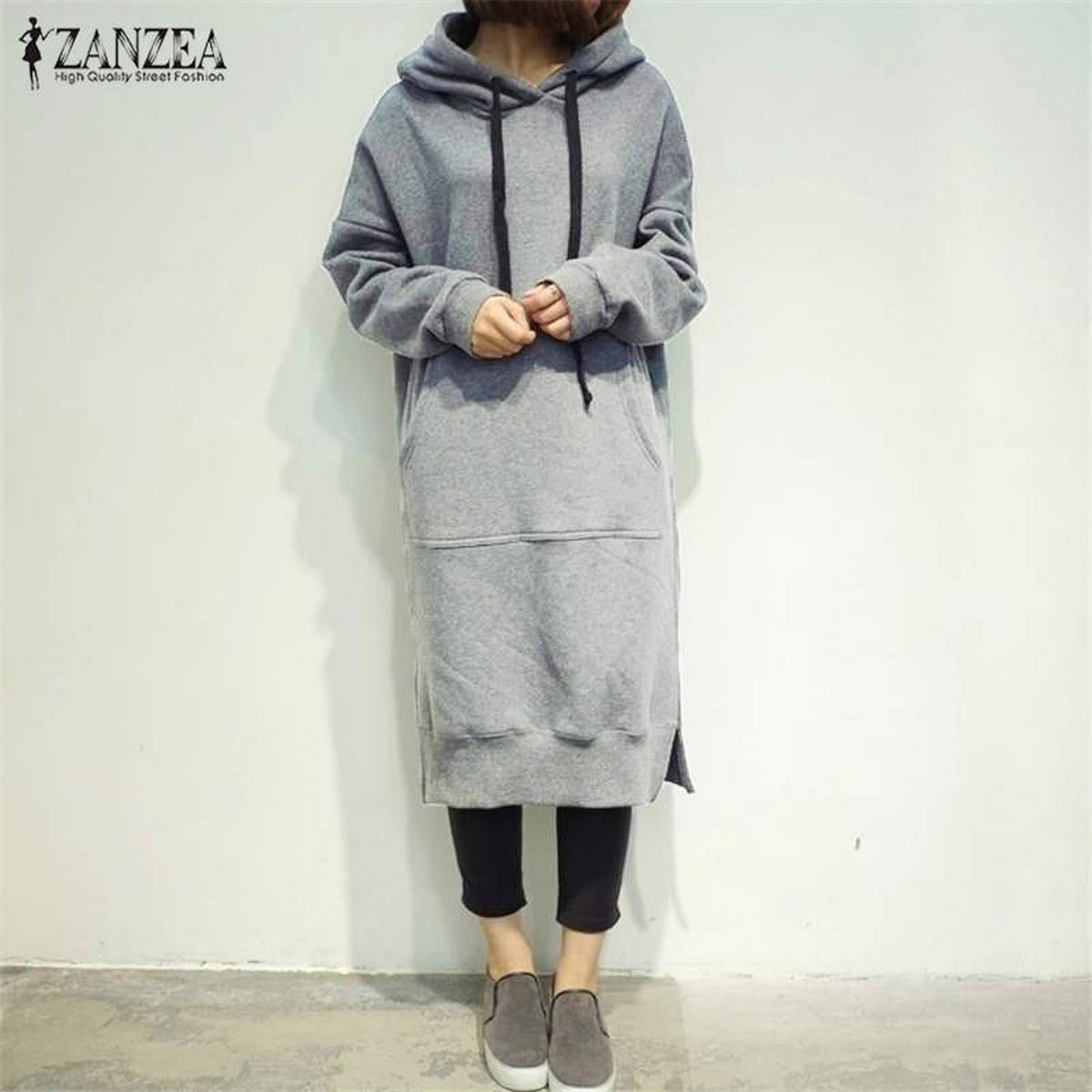 ZANZEA Women Winter Midi Sweatshirt 