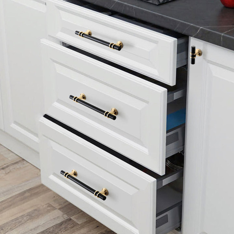 KK FING Modern Zinc Alloy Black Gold Door Handles Kitchen Cabinet Handles  Solid Drawer Knobs Fashion Furniture Handle Hardware