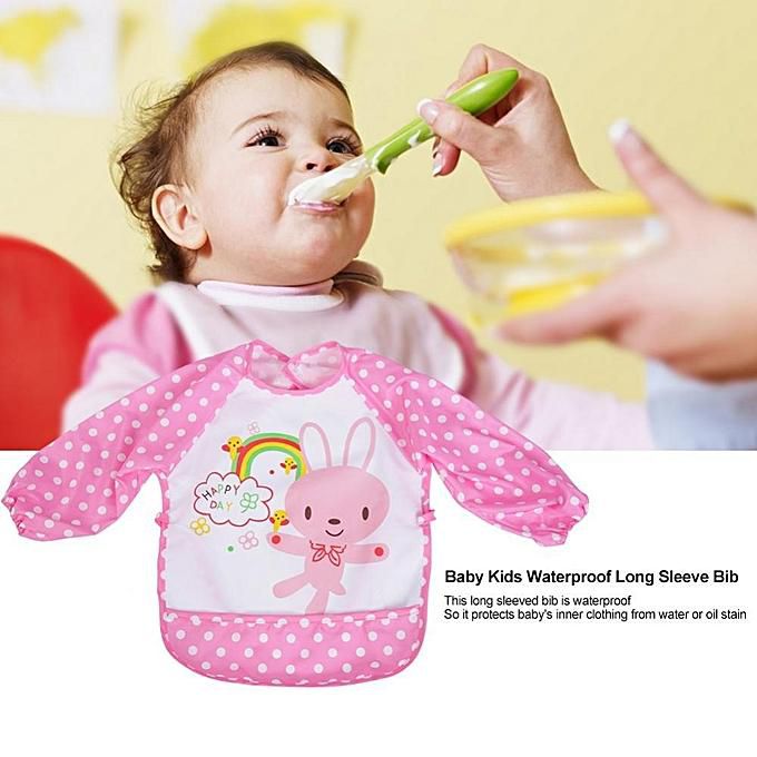New Baby Kids Toddler Long Sleeve Scarf Waterproof Art Smock Feeding Bib Apron Infant Boys Girls Burp Cloth Printed Bibs