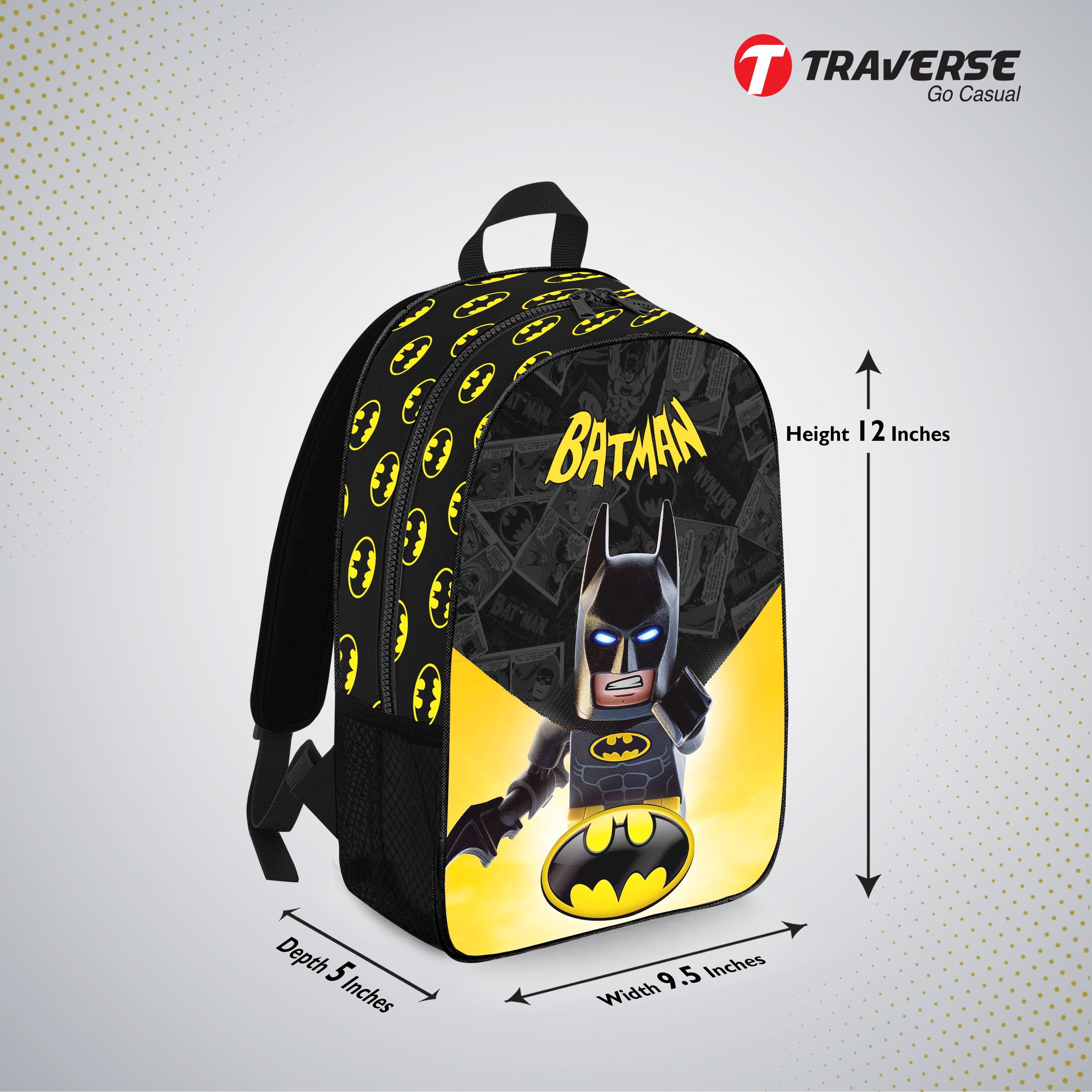 Traverse Kids Bag Batman Backpack for Kindergarten KG Pre school classes. Allover printed Code T695KG School Backpack For Kids Backpack For Girls Backpack For Boys Bags hand bag for girls