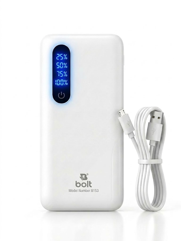 Bolt B153 Original 20000mAh Power Bank - Fast Charging Powerbank for Mobile - 2.4A Portable Charger with Digital LED Display & Flashlight - Triple USB Ports External Battery Pack for All Smartphones price in Pakistan