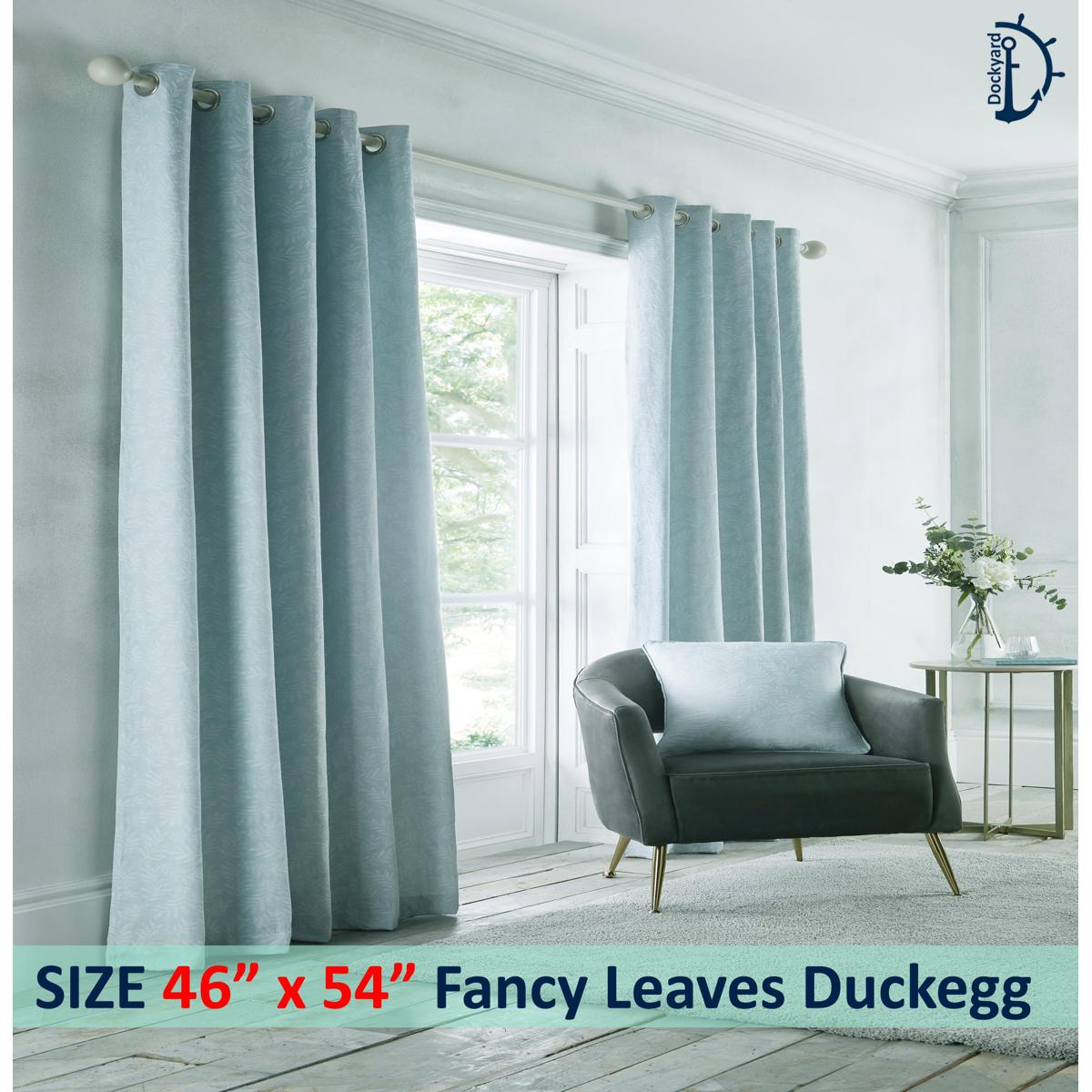 Fancy Leaves Jacquard Lined Curtains  Duckegg Curtain Set with Ring  Pair packed window curtain for room