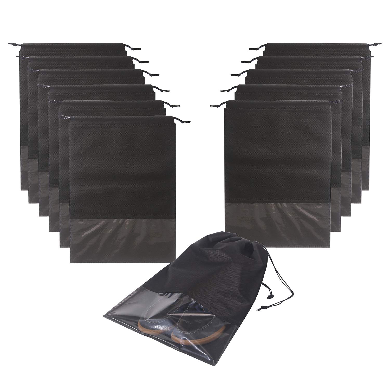pack of 5 - Travel Shoes Storage bag with clear window non-woven with PVC Bag