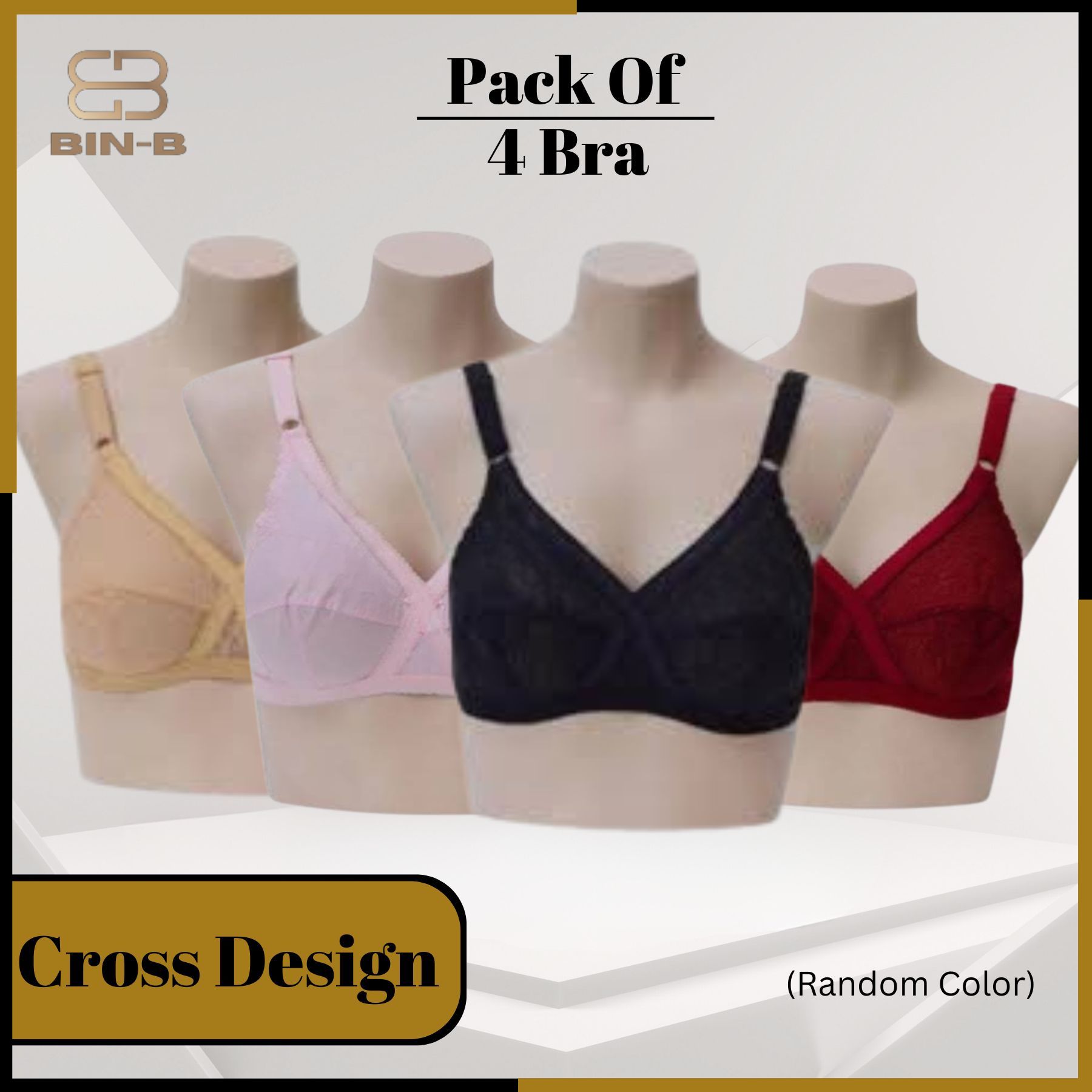 BIN-B Pack of 4- Cotton Bra for Women Girls| Non Padded Ladies Brazier| Multicolor Cotton Bra for Girls Women Ladies Classy Multicolour  Bra | Brazzer | Brassier Undergarments Hot Bra Non-Padded Pushup Bra For Girls Bra For Women