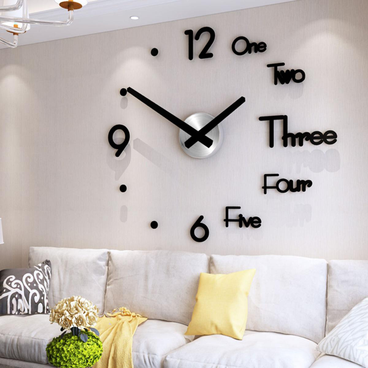 3D Wooden Wall Clock 24 Inch High Gloss Home Decor