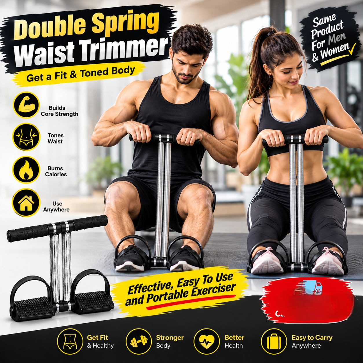 Mishbeeka Tummy Trimmer Double Spring & Twister Plate Disc High Quality Weight Loss Machine For Home Gym