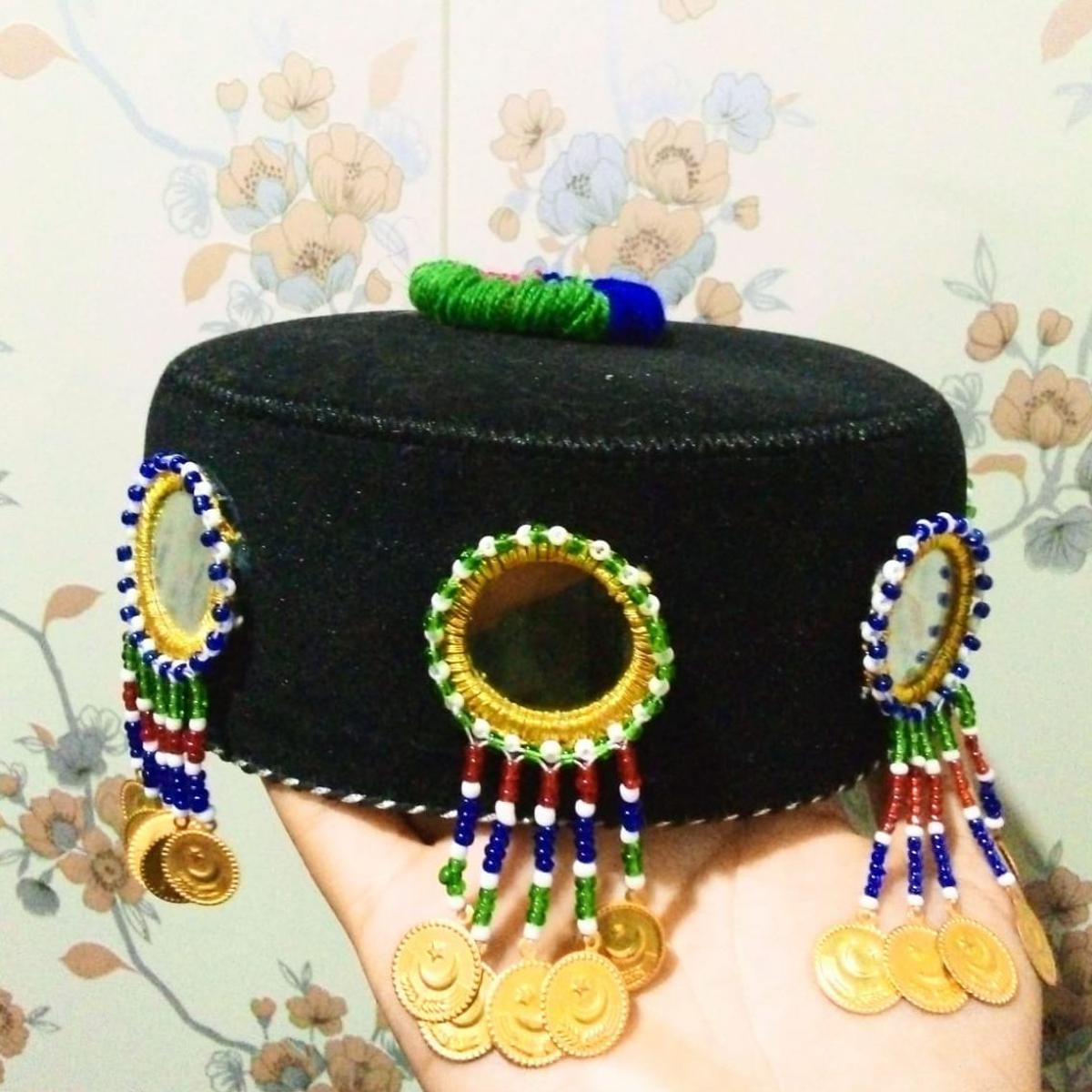 Handmade Cap for Girls & Kids with small mirror beautiful stylish Haleema Sultan cap