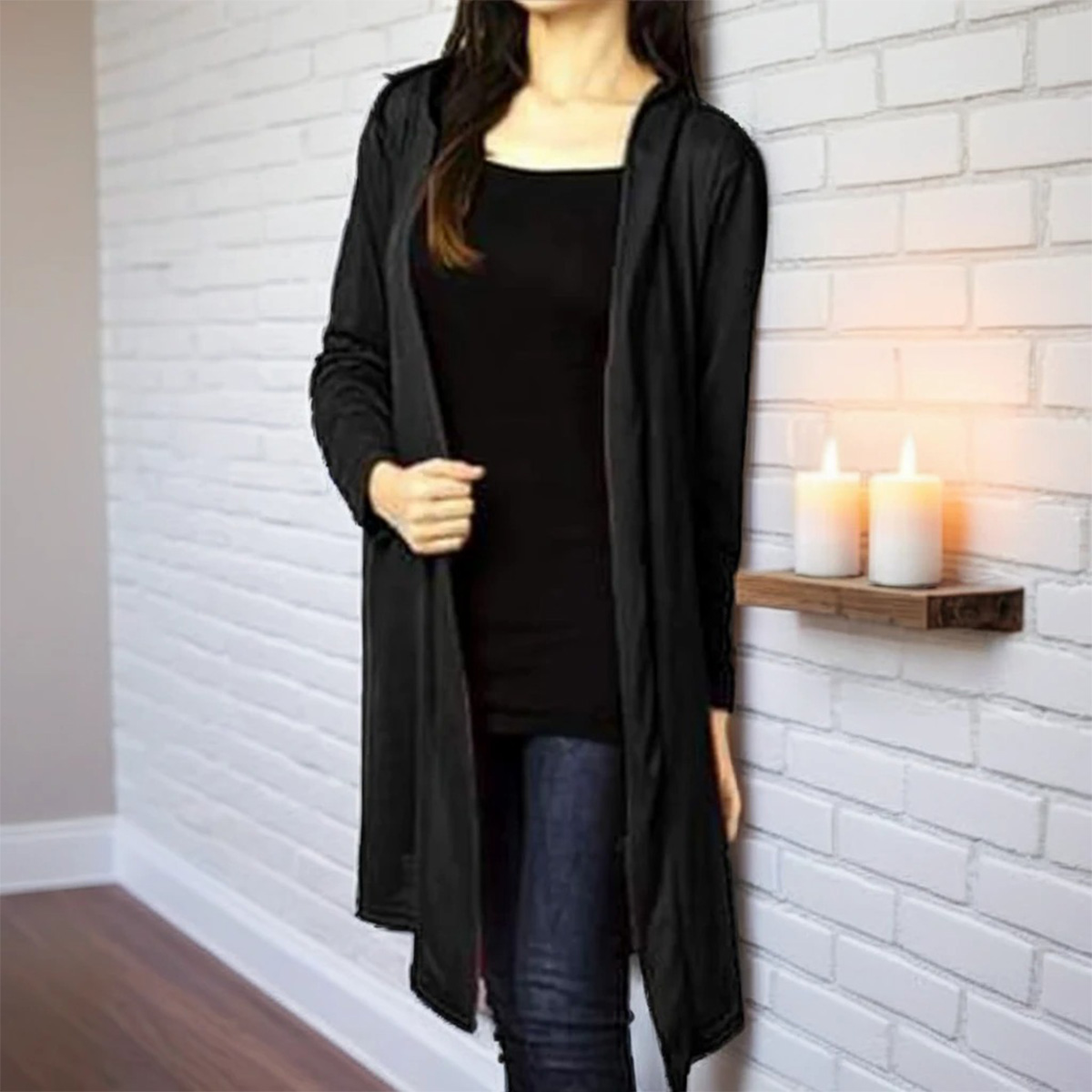 Black Plain Shrug for Women, Casual Shirt for Girls