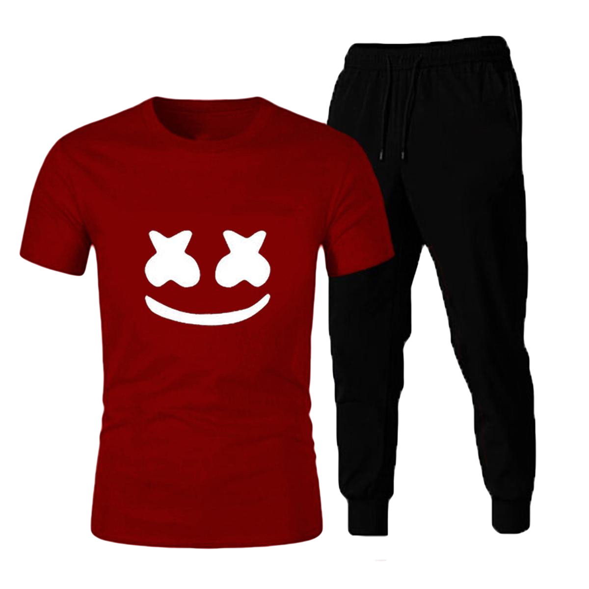 Smile printed summer track suit for men jersey  comfortable fabric-marron