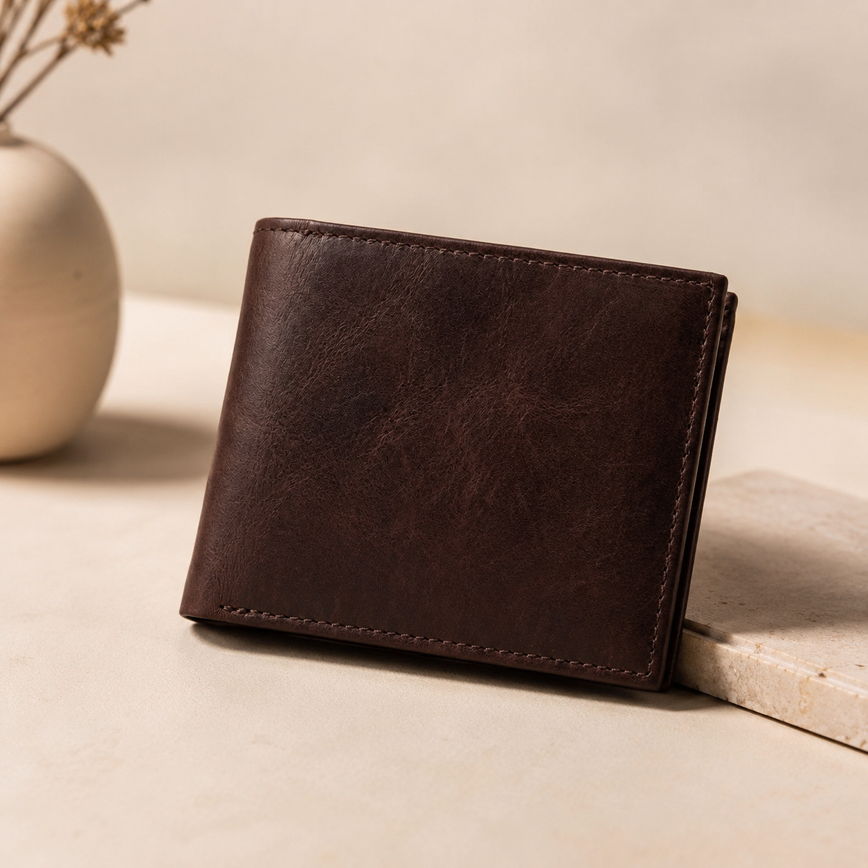 Brown Leather Wallet for Men – Premium Slim Bifold Wallet with Multiple Card Slots & Cash Compartment | Stylish Durable Men's Wallet