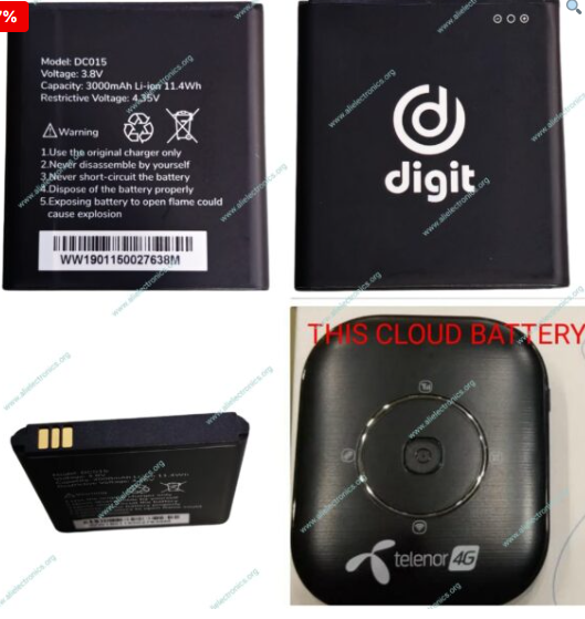 Digit DC015 Battery Replacement For Telenor MF13 Internet Device Battery with 3000 mAh Capacity- Black