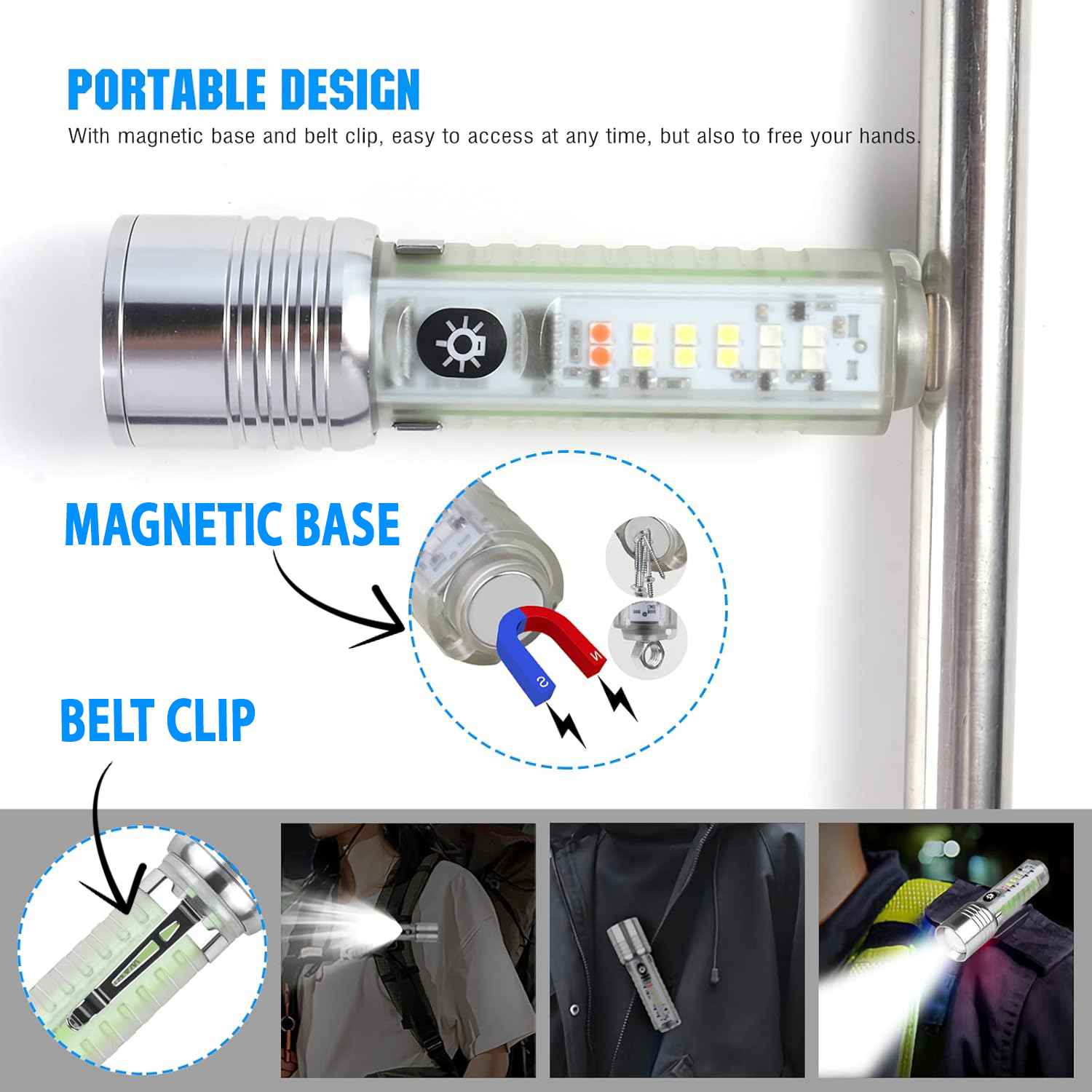 Premium Multifunctional Zoomable Flashlight Torch 520A LED Super Bright Rechargeable Long Range White Laser Light 8 Modes Flash light with Fluorescent Shell, Portable Hand Torch for Kite Flying  & Emergencies, Camping, Hiking, UV Light for Currency check