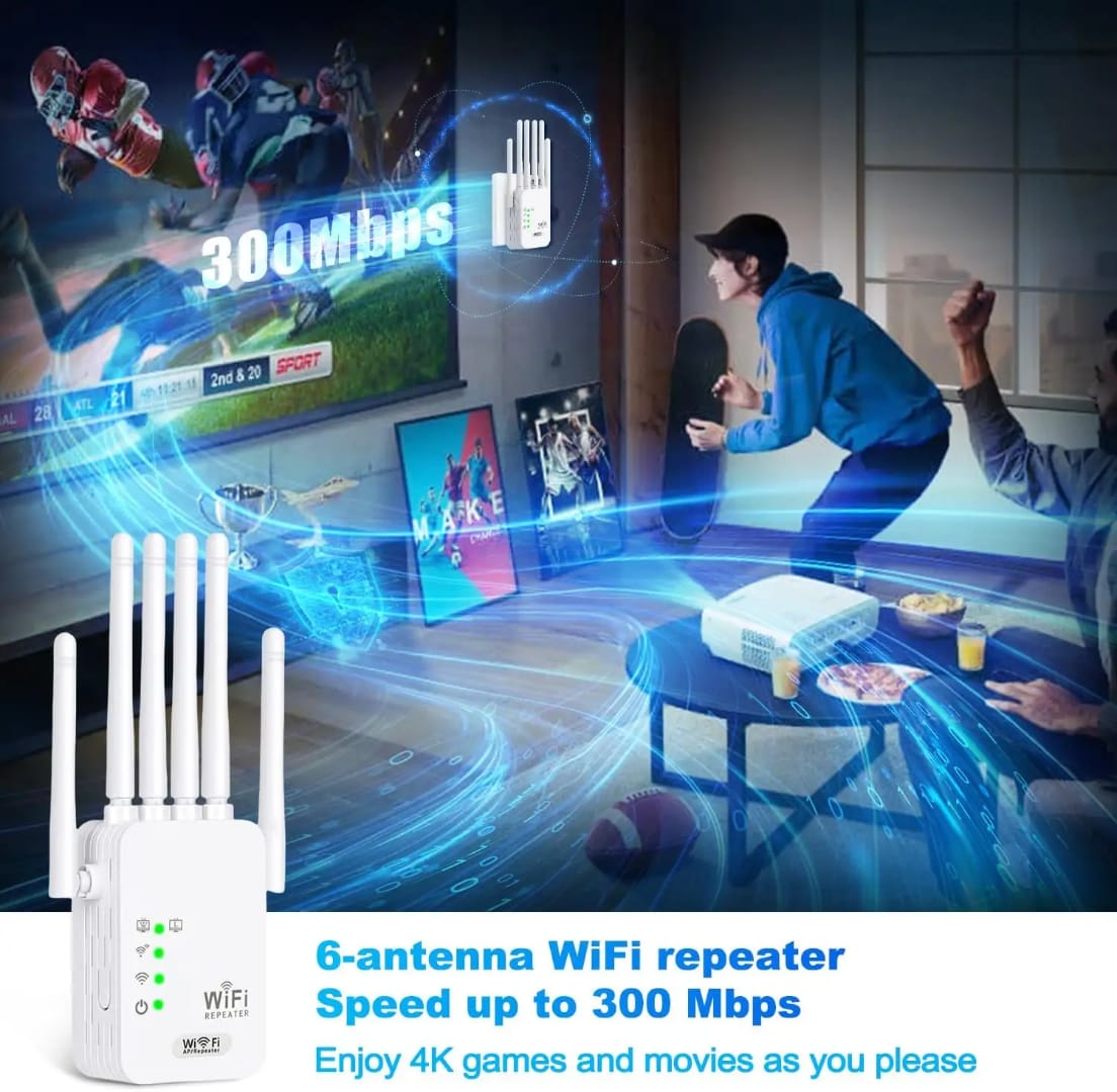 Wireless Fastest WiFi Extender 6Antennas 1200/300Mbps 2.4Ghz Network Expander Range Extender 802.11N/B/G Wireless WiFi Booster Repetidor