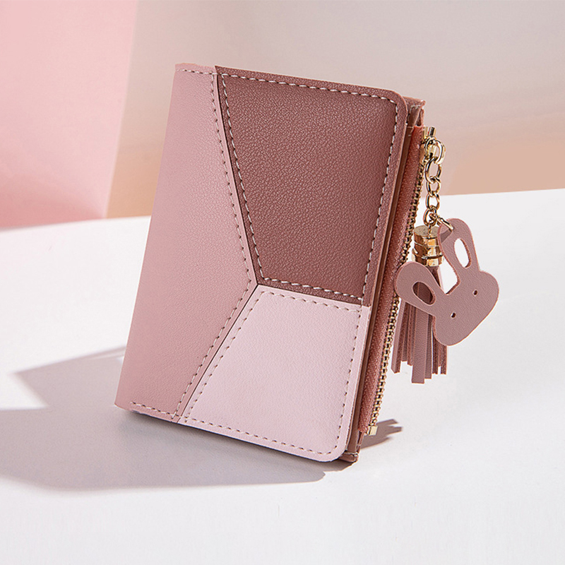 Stylish Mini Wallet for Women - All-Season PU Leather Compact Purse - 7 Card Slots with Zipper Closure Design