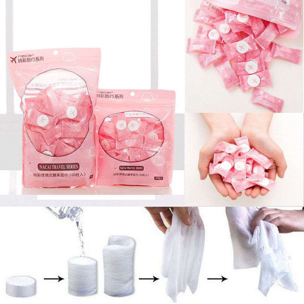 Compressed Towels Disposable Washcloths Portable Face Towels Soft Compressed Wipe Paper Tablets Compressed Magic Towels Compressed Cotton Napkins Tissues for Travel/Home/Outdoor Activities