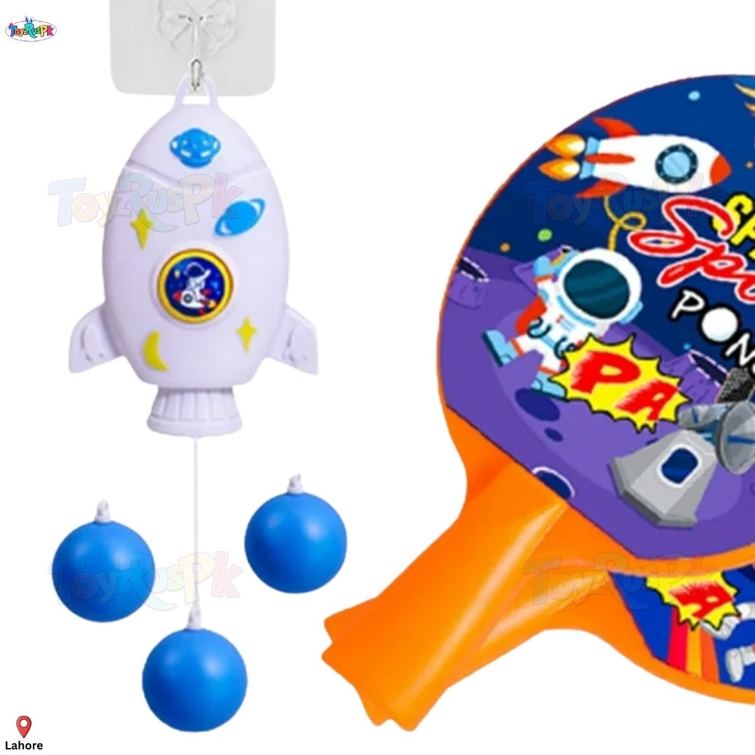 Indoor Hanging Table Tennis Trainer Set for Kids | Self Practice Ping Pong Toy | Adjustable Rope Rebound Ball Game | Parent Child Interactive Sports Training | Hand Eye Coordination Exercise | 2 Rackets Balls Hooks Set | ToyzRusPk