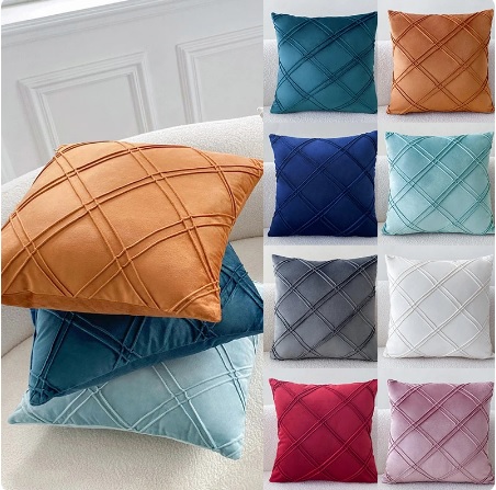 Pintuck Cushion Cover Velvet Stuff - Soft and reliable - 1 Piece